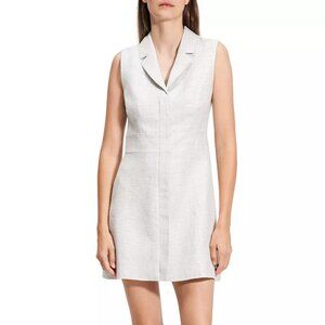425$ Theory Lapel Collared Front Zip Blazer Mini Dress Sleeveless Size 10 Gray